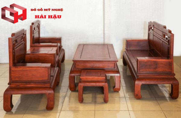 Bộ bàn ghế chiện tranh trơn gỗ Hương đỏ, bộ bàn ghế gỗ phòng khách