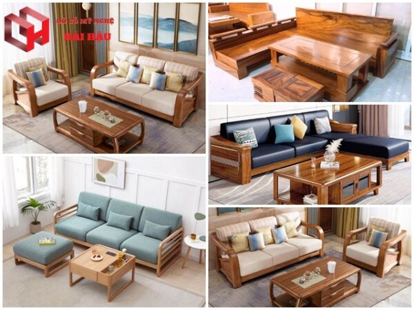 bàn ghế gỗ phòng khách chung cư nhỏ