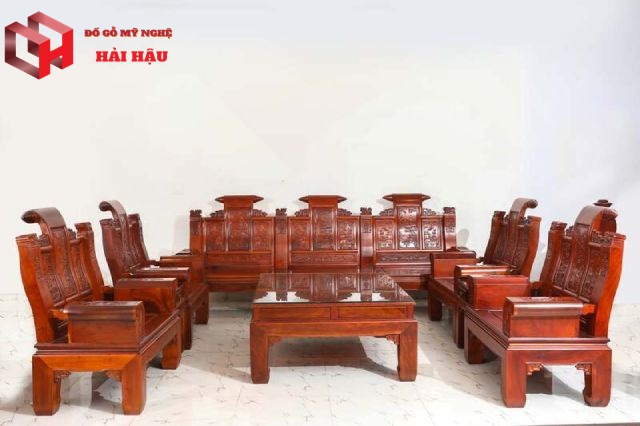 Bộ bàn ghế gỗ Hương đỏ Âu Á tay hộp