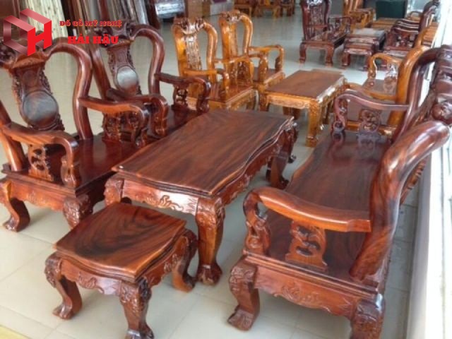 Bộ bàn ghế gỗ Hương họa tiết Tứ Bình Viên Mãn
