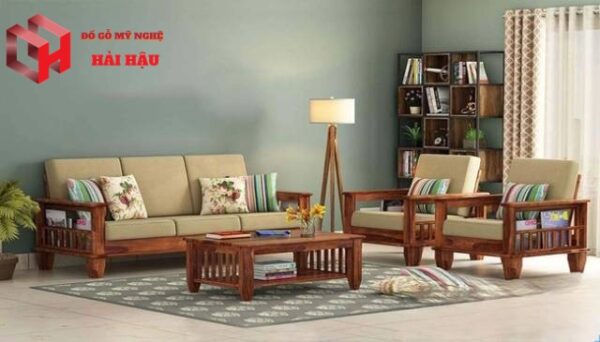mẫu sofa gỗ cao su đẹp, đơn giản, hiện đại, giá rẻ