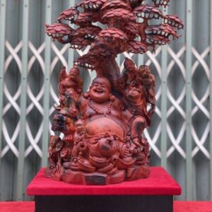Mẫu Tượng Phật Di Lặc ngũ phúc gỗ trắc đỏ đen cao 71 cm