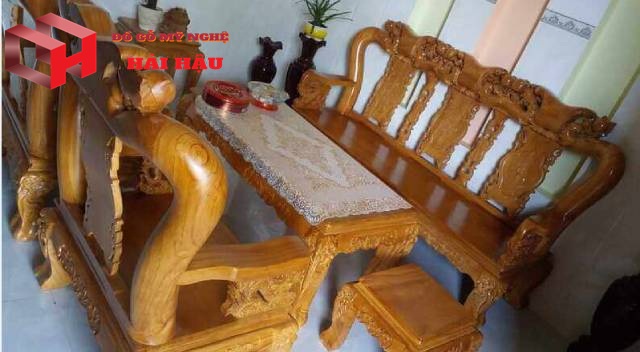 Mẫu bộ bàn ghế gỗ 6 món phòng khách đẹp