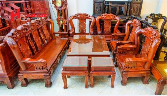 Mẫu bộ bàn ghế gỗ 8 món phòng khách đẹp
