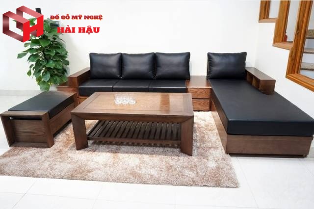 Sofa gỗ chữ L cho chung cư