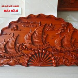 Bức tranh gỗ Thuận buồm xuôi gió hình quạt