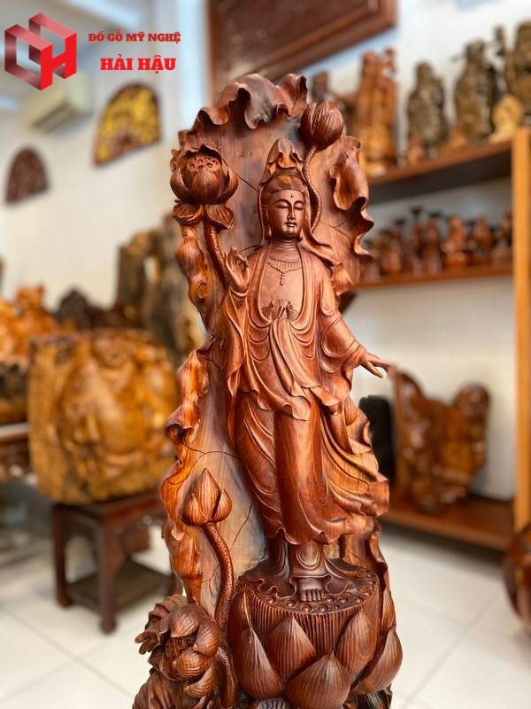 mẫu tượng phật Bà Quan Âm bằng gỗ đẹp